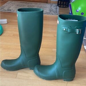 Forest green hunter boots
